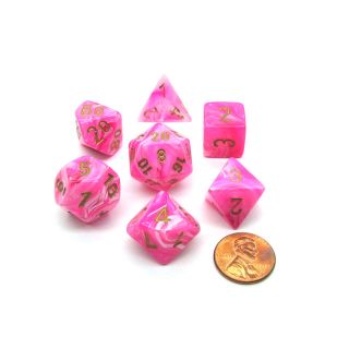 Chessex Vortex Pink w/gold Polyhedral 7-Die Set (27454)