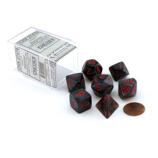 Chessex Velvet Dice Polyhedral Black/red 7-Die Set (27478)