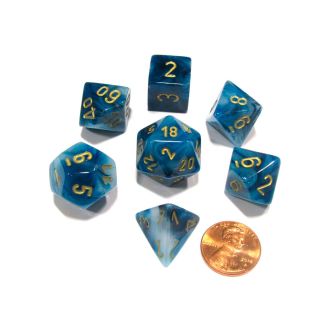 Chessex Phantom Polyhedral Teal/gold 7-Die Set (27489)