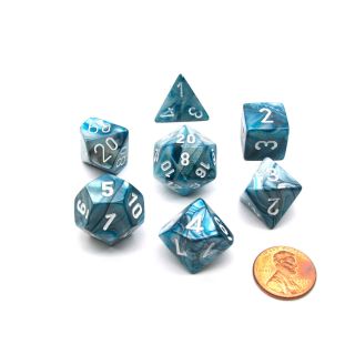 Chessex Lustrous Polyhedral Slate/white 7-Die Set (27490)