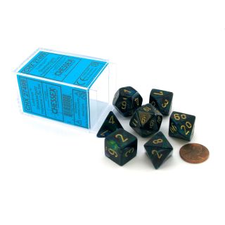 Chessex Lustrous Polyhedral Shadow/gold 7-Die Set (27499)