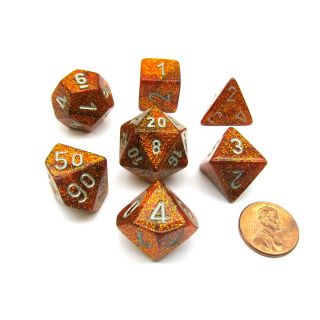 Chessex Polyhedral 7-Die Set - Glitter Gold/Silver (27503)