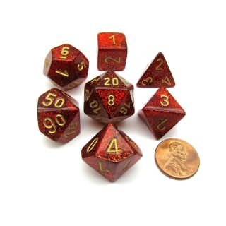 Chessex Polyhedral 7-Die Set - Glitter Ruby/Gold (27504)