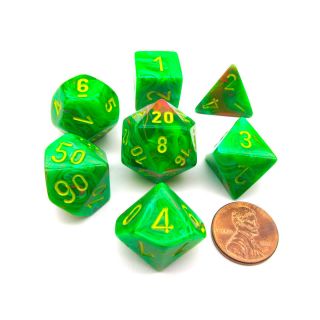 Chessex Polyhedral 7-Die Set - Vortex Slime / yellow (27515)