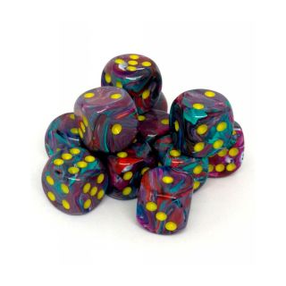 Chessex 16mm d6 Dice Block (12ct.) - Festive Mosaic / Yellow (27650)