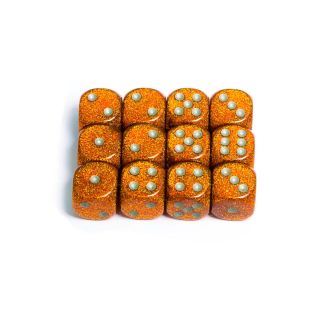 Chessex 16mm d6 Dice Block (12ct.) - Glitter Gold/Silver (27703)