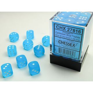 Chessex Frosted 12mm d6 Dice Block (36ct.) - Caribbean Blue/white