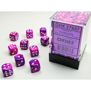 Chessex Festive 12mm d6 Dice Block (36ct.) - Violet/white