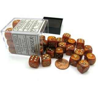 Chessex 16mm d6 Dice Block (36ct.) - Glitter / Gold/Silver (27903)