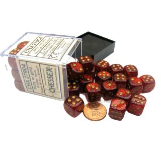 Chessex 12mm d6 Dice Block (36ct.) - Glitter / Ruby/Gold (27904)