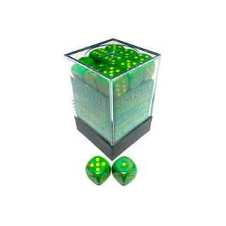 Chessex 12mm d6 Dice Block (36ct.) - Vortex Slime / Yellow (27915)