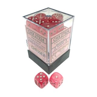 Chessex 12mm d6 Dice Block (36ct.) - Ghostly Glow Pink/Silver (27924)