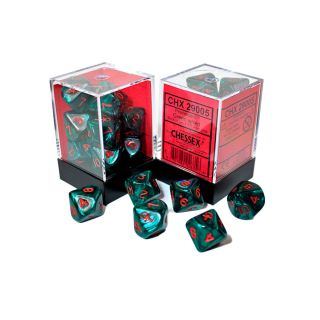 Chessex Pearlescent Ankh d10 Dice Block™ (10) Green/red numbers (29005)