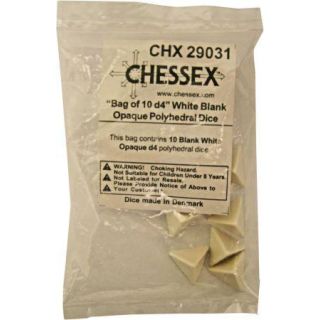 Opaque Polyhedral White Bag of 10 Blank d4 (29031)