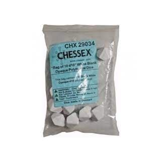 Opaque Polyhedral Bag of 10 Blank White d10 (29034)