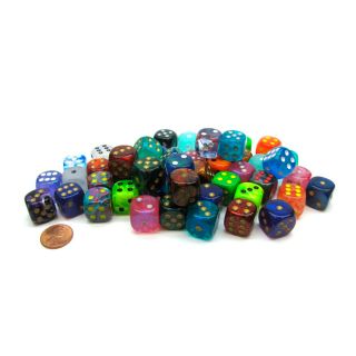 Chessex Bag of 50 Assorted Loose Signature™ 16mm d6 with Pips Dice (29226)