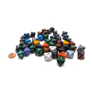 Chessex Bag of 50 Assorted Loose Speckled Polyhedral d8 Dice Each ba (29308)