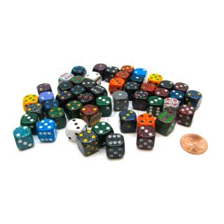 Chessex Bag of 50 Assorted Loose Speckled 12mm d6 with Pips (29322)