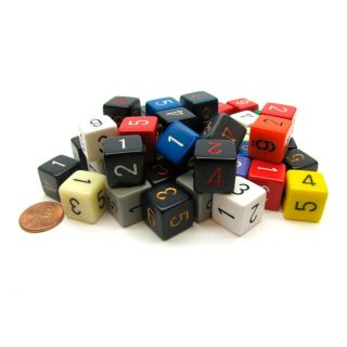 Chessex Bag of 50 Assorted Loose Opaque Polyhedral d6 Dice (29406)