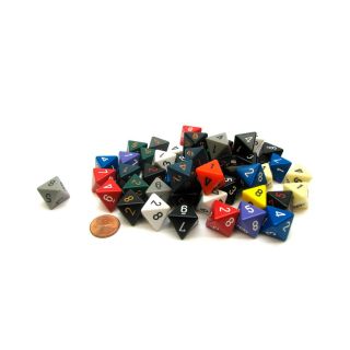 Chessex Bag of 50 Assorted Loose Opaque Polyhedral d8 Dice (29408)