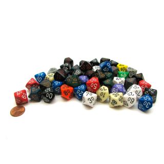 Chessex Bag of 50 Assorted Loose Opaque Polyhedral Tens 10™ Dice (29411)