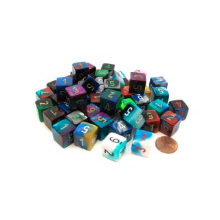 Chessex Bag of 50 Assorted Loose Gemini™ Polyhedral d6 Dice (29506)
