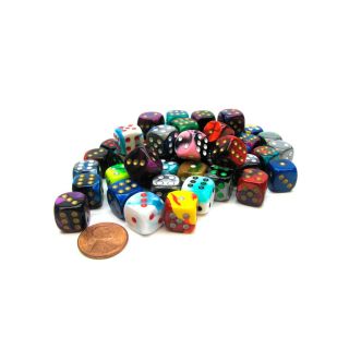 Chessex Bag of 50 Assorted Loose Gemini™ 12mm d6 with Pips Dice (29522)