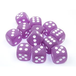 Chessex Frosted 16mm d6 Dice Block (12ct.) - Purple/white