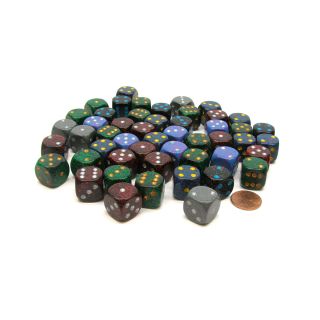 Chessex Bag of 50 16mm with Pips Dice Menagerie #3: Speckled Dice d6 (LE738)