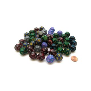 Chessex Bag of 12 34mm Dice Menagerie #3: Speckled Dice d20 (LE739)