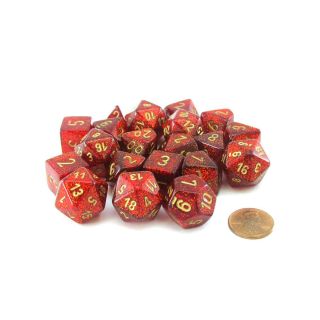 Chessex Bag of 20 - Glitter Ruby/Gold (LE899)