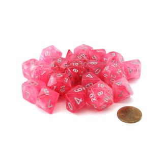 Chessex Bag of 20 - Ghostly Glow Pink/Silver (LE901)