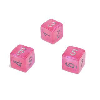 Chessex Borealis? Polyhedral Pink/silver Luminary d6 w/#s 1ct. **Special Offer**