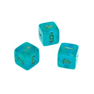 Chessex Borealis? Polyhedral Teal/gold Luminary d6 w/#s 1ct. **Special Offer**