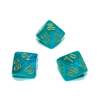 Chessex Borealis? Polyhedral Teal/gold Luminary Tens 10? 1ct. **Special Offer**
