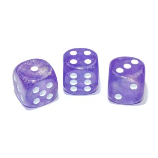 Chessex Borealis® 16mm w/pips Purple/white Luminary d6 1ct.