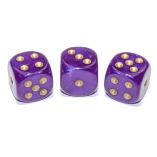 Chessex Borealis® 16mm w/pips Royal Purple/gold Luminary d6 1ct.