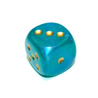 Chessex Borealis® 30mm w/pips Teal/gold Luminary d6 1ct.