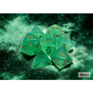 Chessex Borealis® Polyhedral Light Green/gold Luminary 7-Die Set