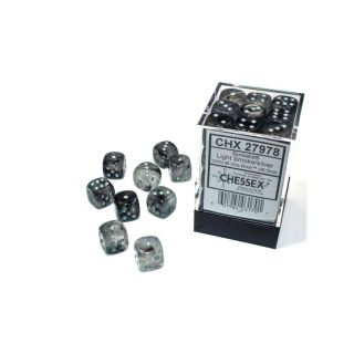 Chessex Borealis® Light Smoke/silver Luminary Dice Block™ (36 dice) (27978)