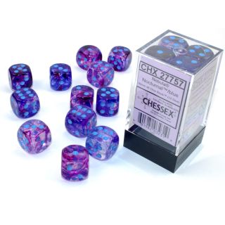 Chessex Nebula 16mm d6 Dice Block (12ct.) - Nocturnal/blue Luminary