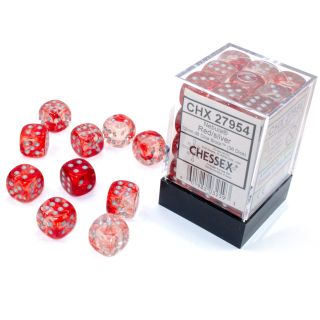 Chessex Nebula 12mm d6 Dice Block (36ct.) - Red/silver Luminary
