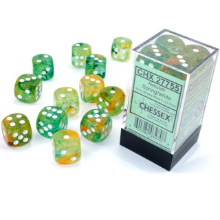 Chessex Nebula 16mm d6 Dice Block (12ct.) - Spring/white