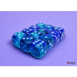 Chessex Gemini 16mm d6 Dice Block (12ct.) - Blue-Blue/light