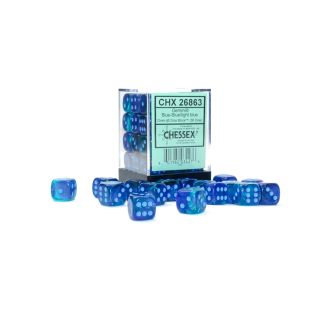 Chessex Gemini 12mm d6 Dice Block (36ct.) - Blue-Blue/light blue Luminary