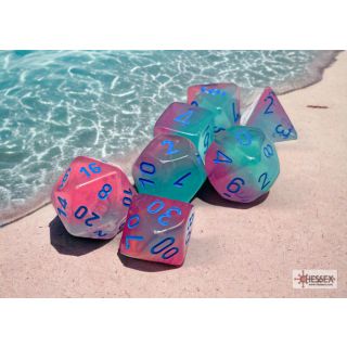 Chessex Gemini® Polyhedral Gel Green-Pink/blue Luminary 7-Die Set