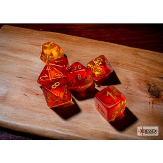 Chessex Gemini® Polyhedral Translucent Red-Yellow/gold 7-Die Set