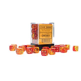 Chessex Gemini Translucent 12mm d6 Dice Block (36ct.) - Red-Yellow/gold