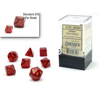 Chessex Glitter Mini-hedral Ruby Red/gold 7-Die Set
