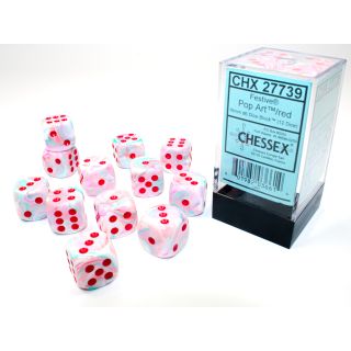 Chessex Festive 16mm d6 Dice Block (12ct.) - Pop Art/red